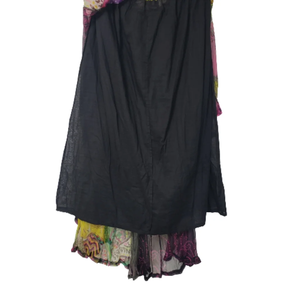 SOLD ANU Boho Peasant Multi Colored Gypsy Tiered Elastic Waist Flower Skirt Sz L - Picture 9 of 12